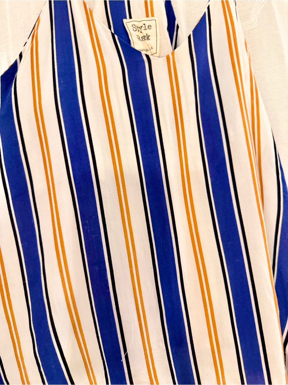 Style Rack Striped - Blue Mustard - Razer Back Tank Top Large - Picture 7 of 9